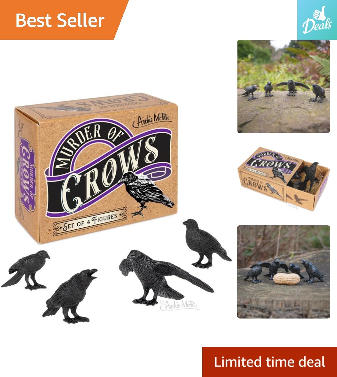 Whimsical Black Crow Figure Set | Perfect Housewarming Gift for All Ages