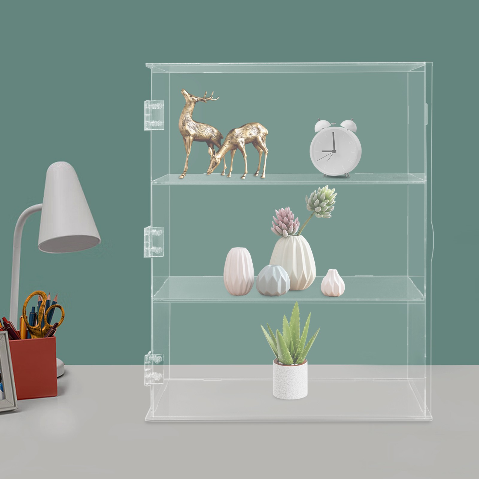 3-Tier Display Case Shelf Dustproof Clear Showcase Holder for Action Figures