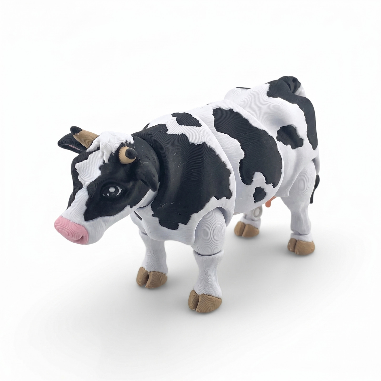 Articulated Cow Toy 4.6&Prime; USA Made, 3D Printed Farm Animal Fidget Desk Pet