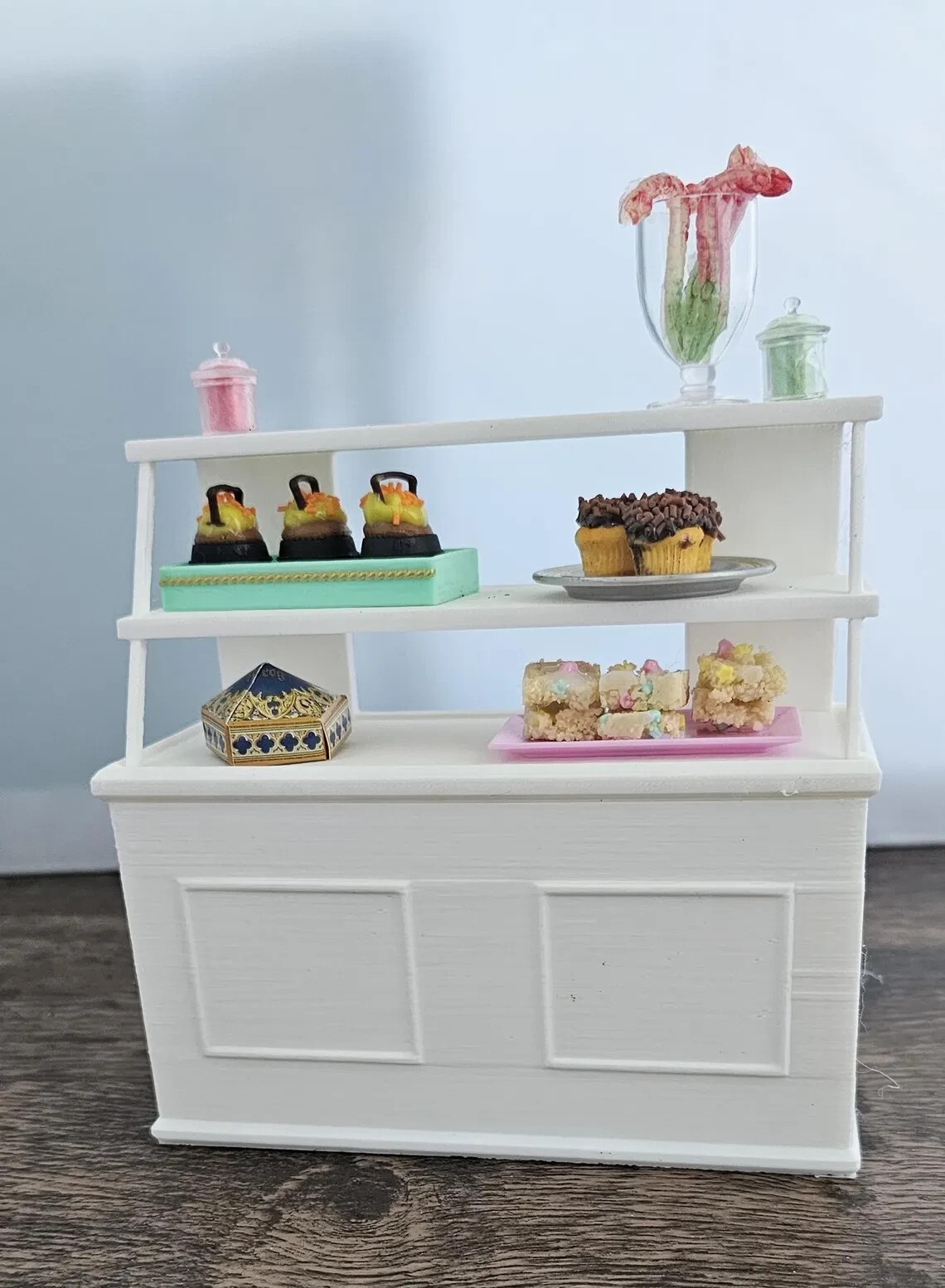 White Bakery Display Case – Kowalski Bakery 1:6 Scale Bake Shop Miniature