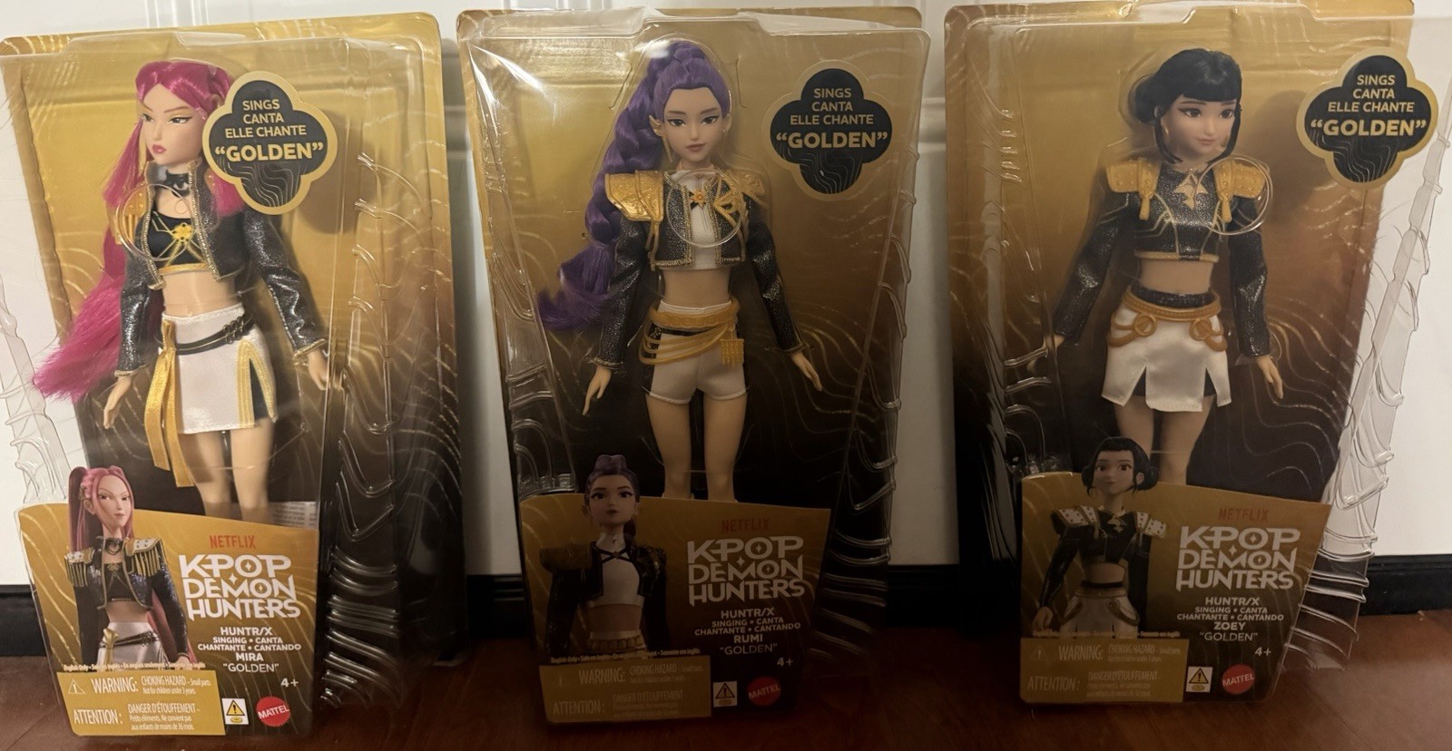 KPop Demon Hunters HUNTR/X Golden Singing Dolls Set Of 3 Rumi Mira Zoey Mattel
