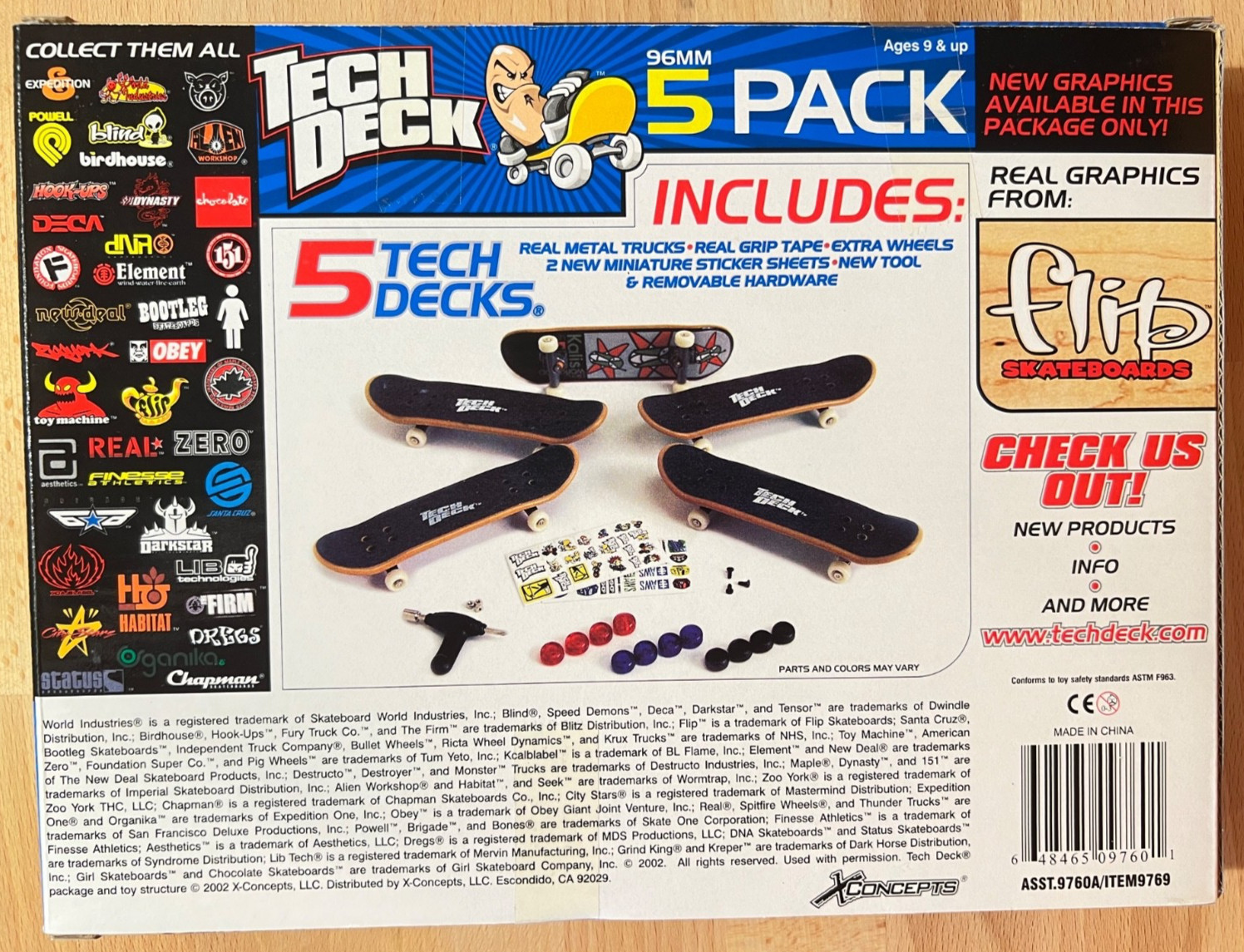 2002 Tech Deck FLIP Skateboards 5 Pack Fingerboards Geoff Rowley EXCLUSIVE ART