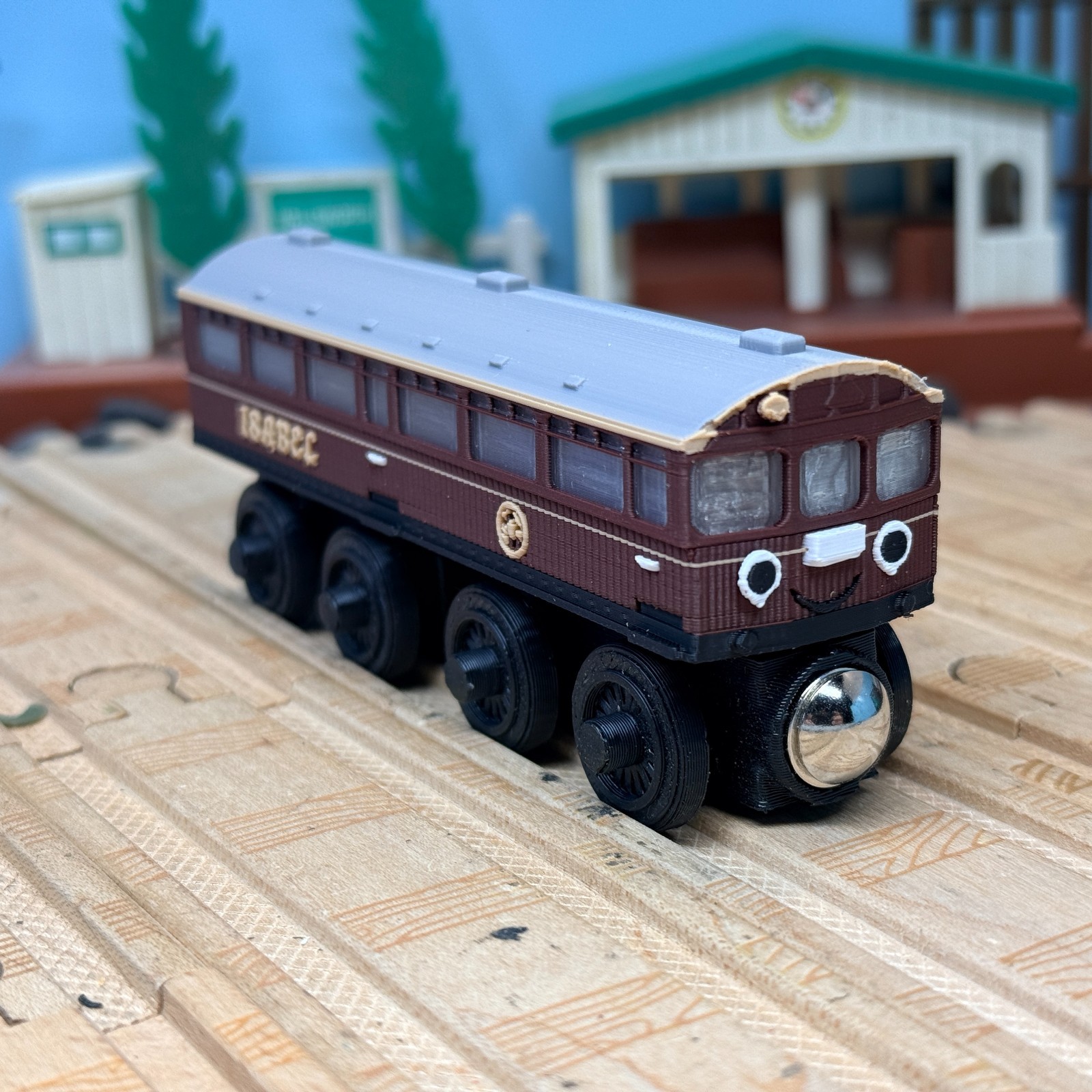 Wooden Railway Isabel (Maroon Color) Passenger Coach Custom for Thomas Train