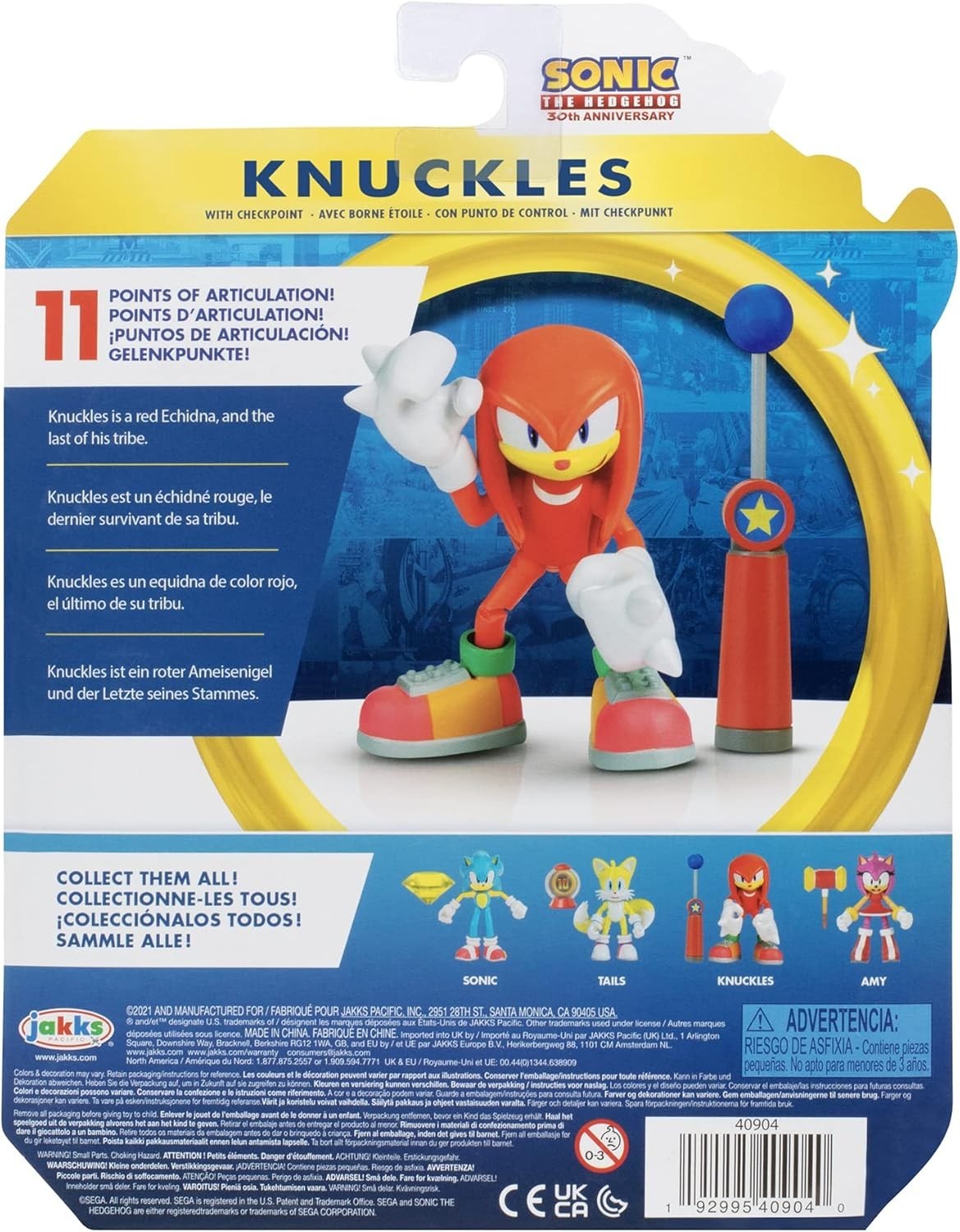 Sonic the Hedgehog Knuckles 4-Inch Action Figure with Blue Checkpoint – Colle…
