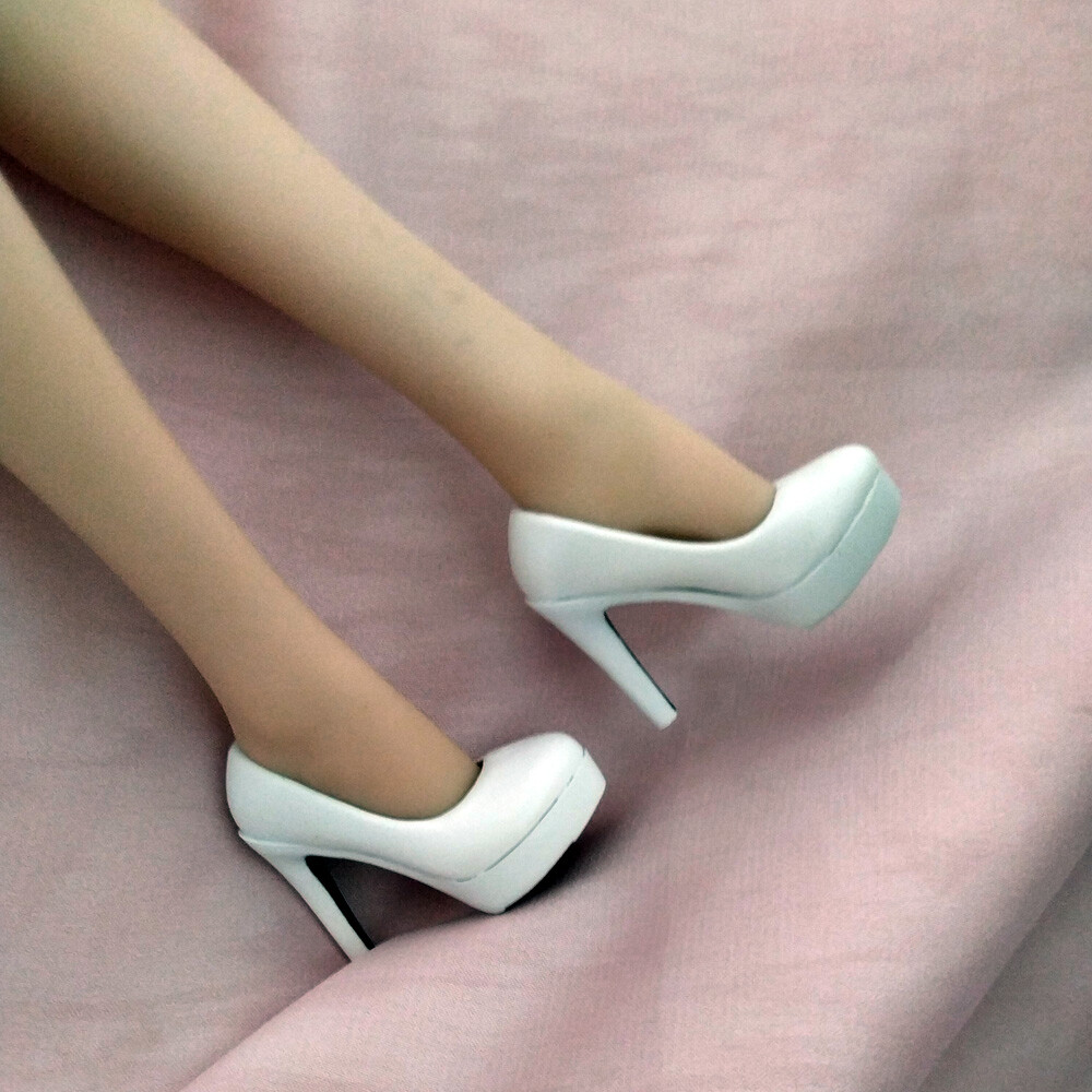 1/6 Female White High-heeled Shoes Model Fit 12 » Action Figure Model Doll Body