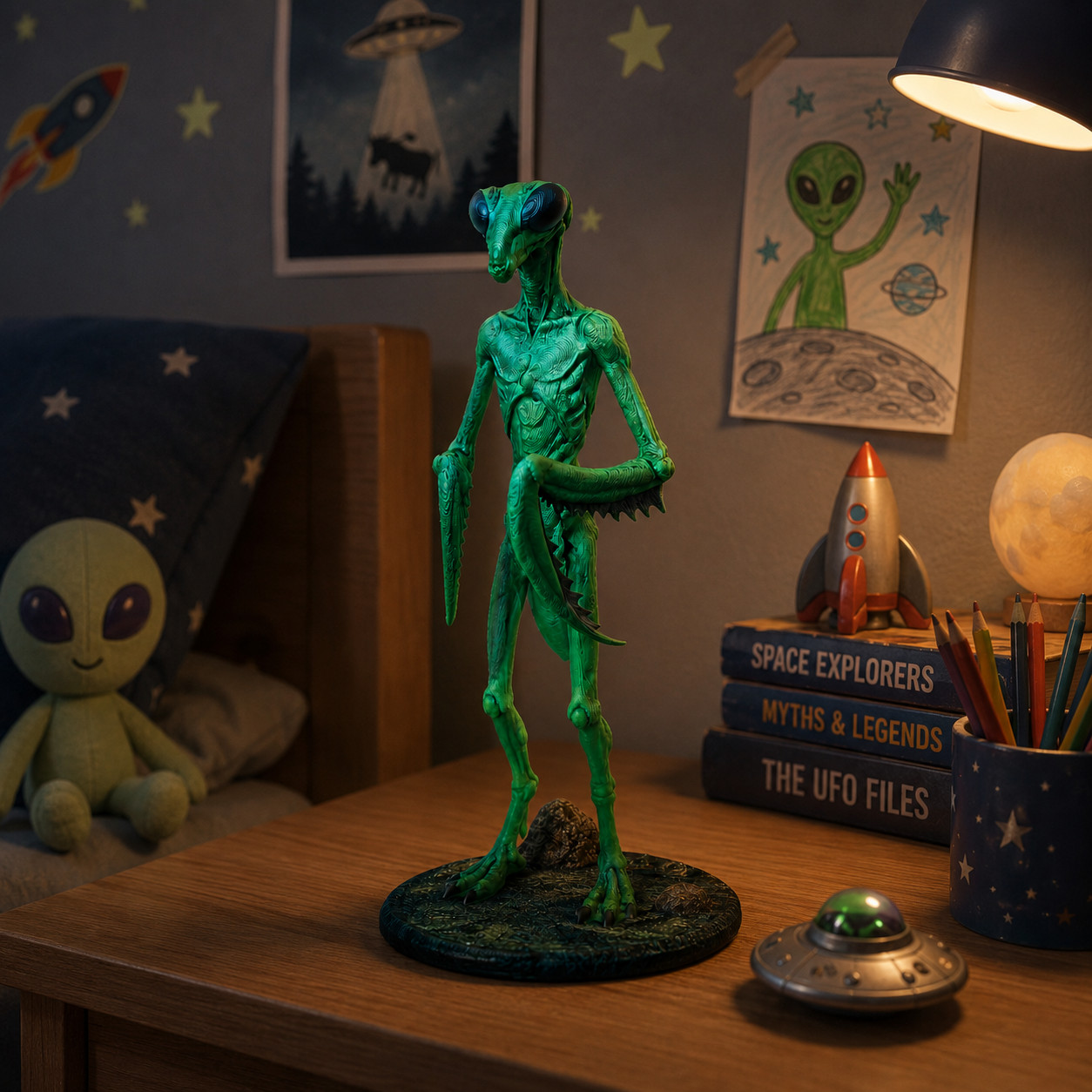 Insectoid Alien Mantis Figurine 18cm Hand Painted UFO Sci-Fi Collectible