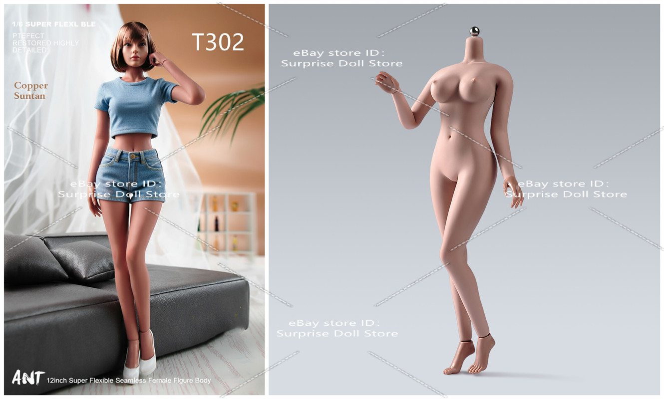 1/6 Female Flexible Makeup Body Copper Suntan Medium Breast 12&Prime; Figure Model Toy