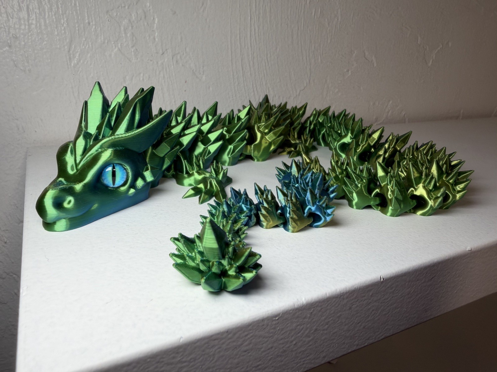 Articulated Crystal 💎 Dragon 3D Printed (24 Inches Long!) Realistic Eyes 💚💙