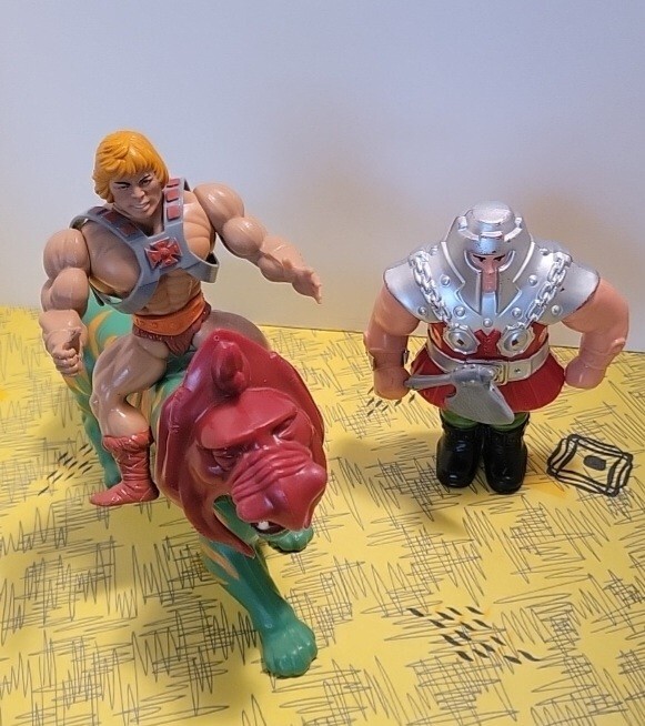 Masters Of The Universe Vintage He-Man, Battle Cat & Ram Man Figures USED