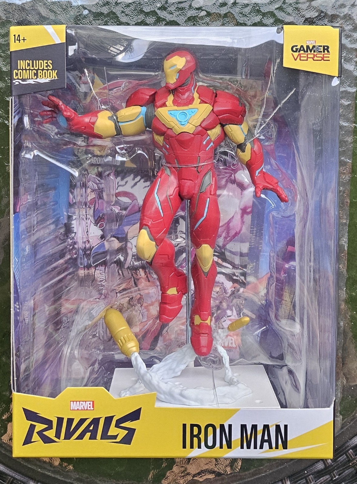 McFarlane Toys collectible Iron Man figure based on the Marvel Rivals video game