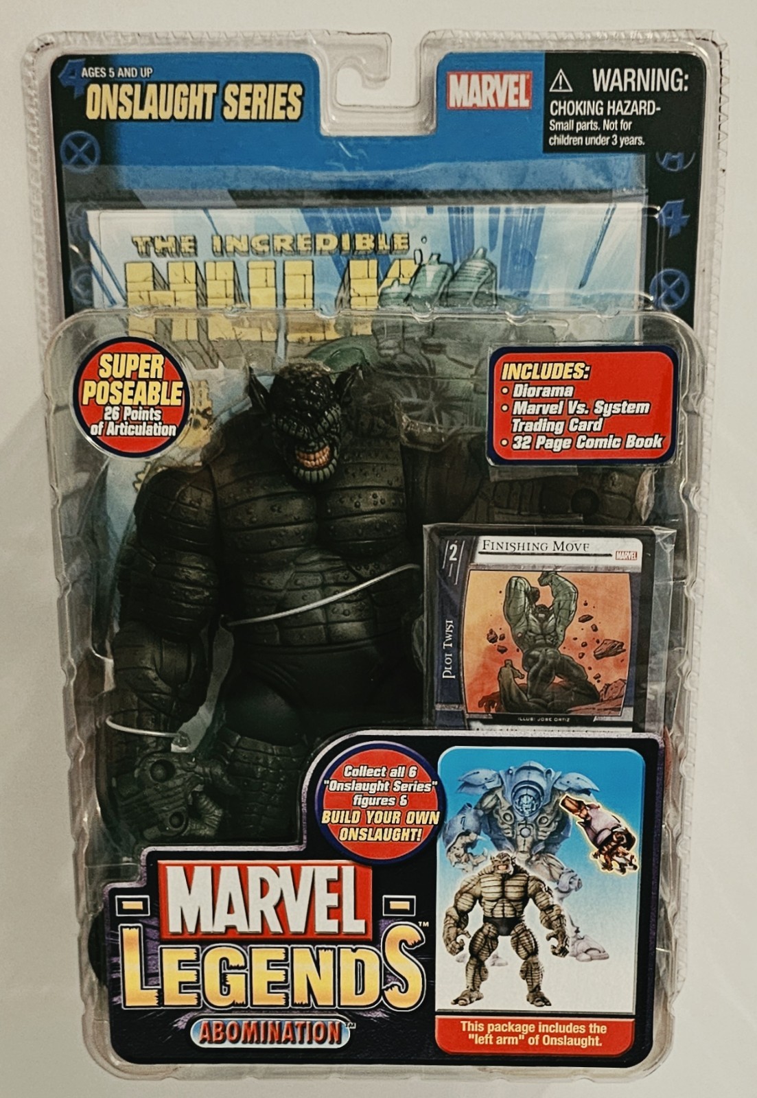 TOY BIZ MARVEL LEGENDS ONSLAUGHT SERIES ABOMINATION with COMIC BOOK & DIORAMA