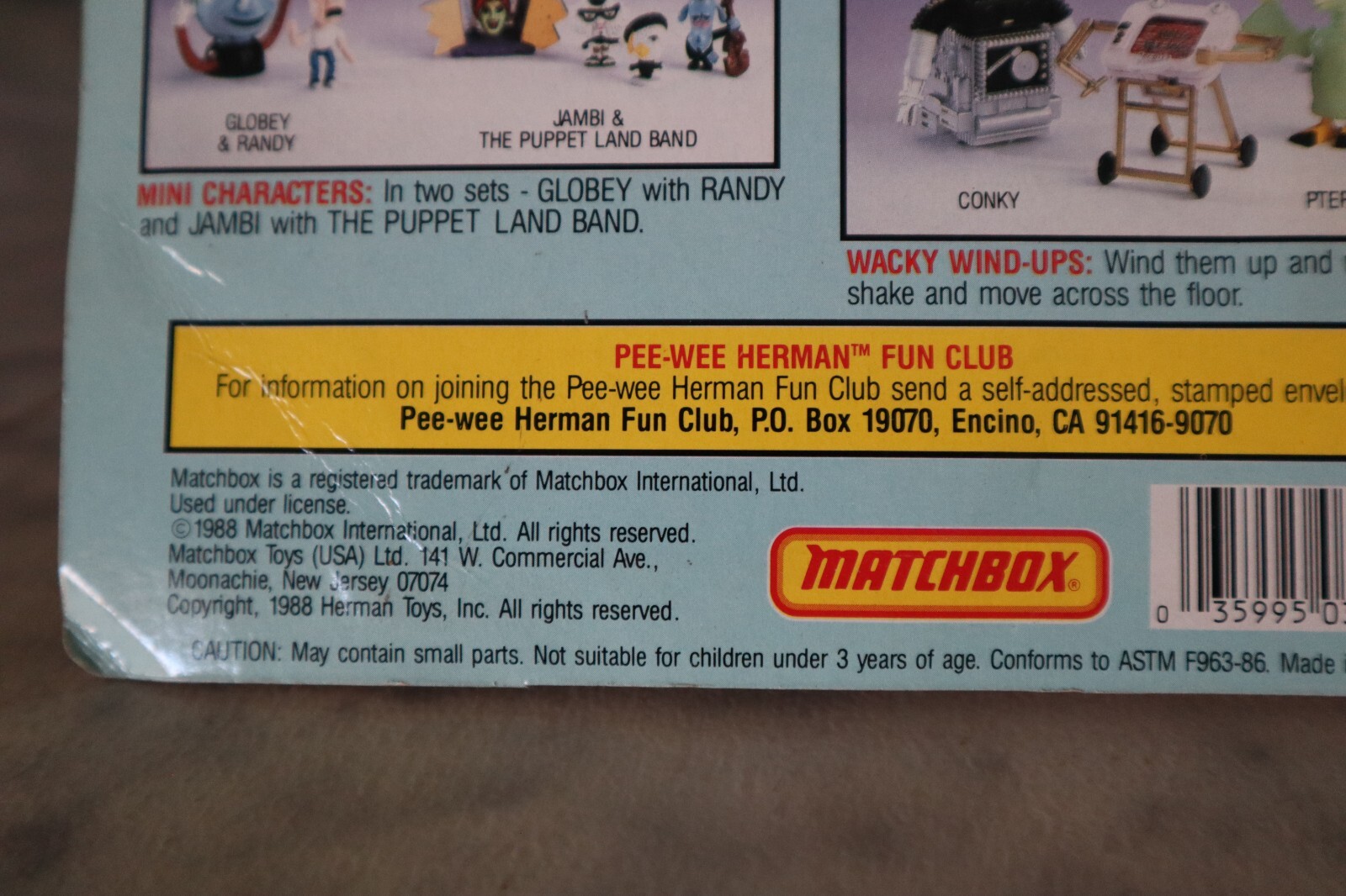 Matchbox 1988 Pee Wee Magic Screen action figure (NEW, sealed)