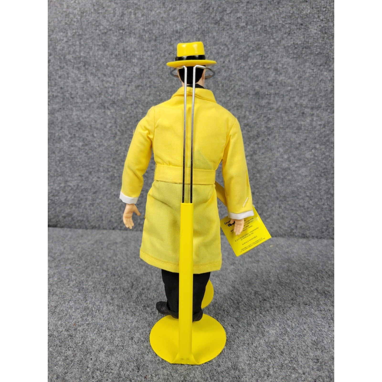 Vintage 1990 Dick Tracy 9&Prime; Action Figure Applause Disney Yellow Trenc Coat Stand