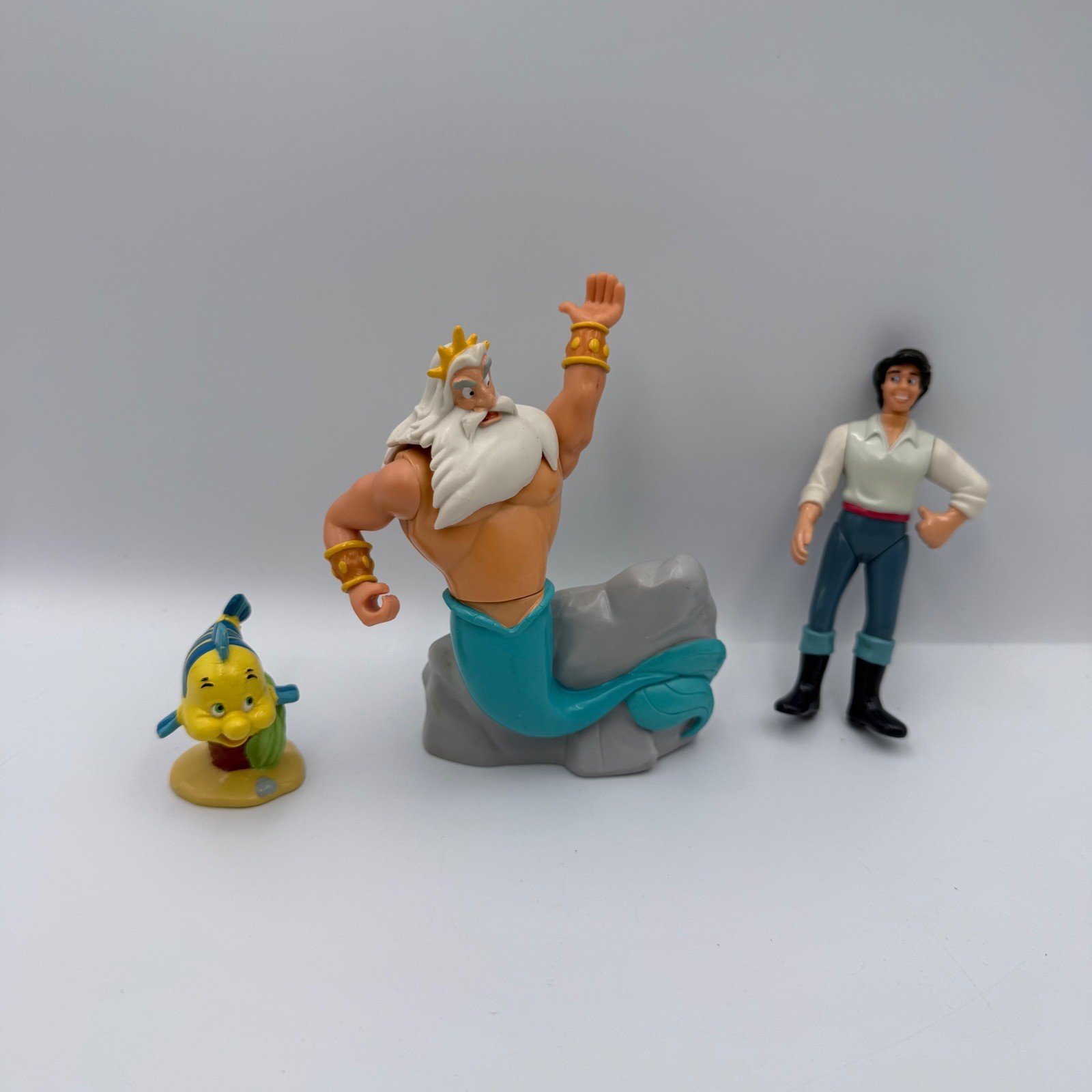 Disney The Little Mermaid Figure Lot King Triton Prince Eric Flounder Vintage