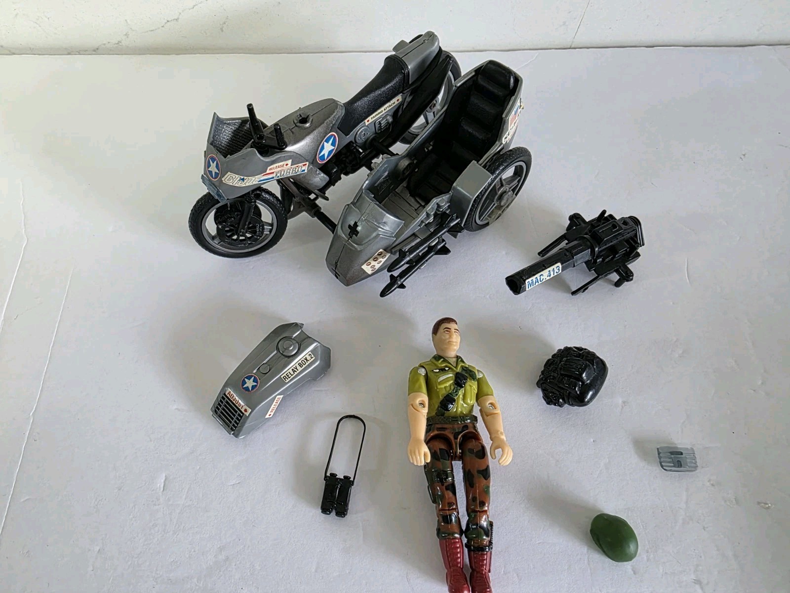 1997 GI Joe Army Recon Mission Silver Mirage Motorcycle & Duke Figure Parts