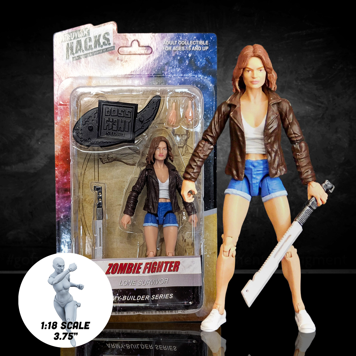 Vitruvian H.A.C.K.S. Basics Zombie Fighter 4&Prime; Action Figure – Carded Collectible