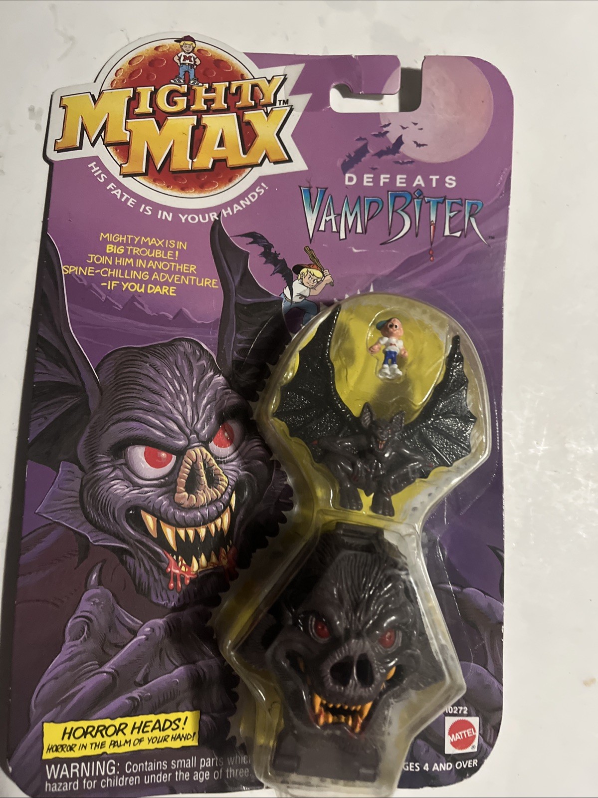1992 Bluebird Toys Mattel Mighty Max Horror Heads Defeats Vamp Biter New Sealed