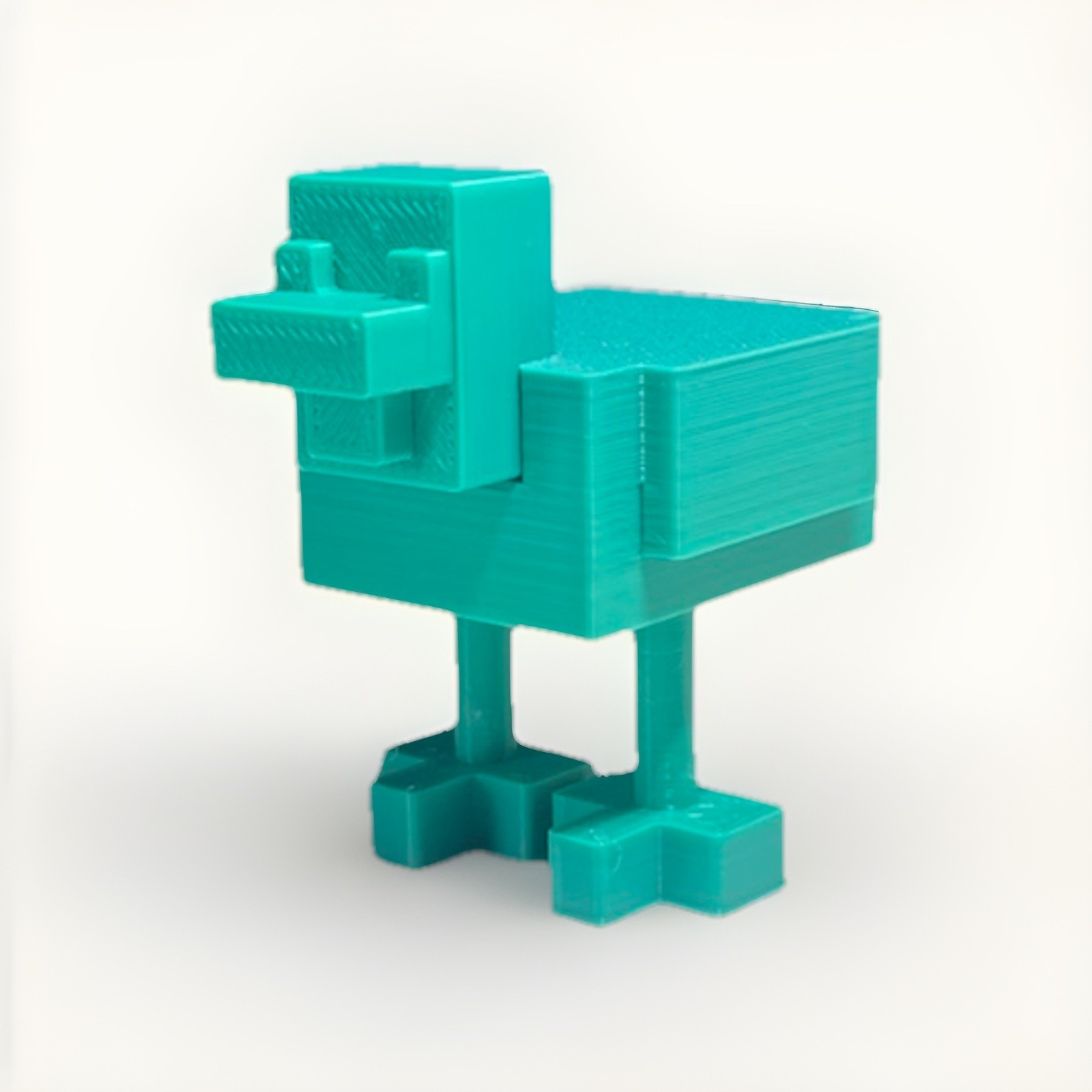 3D Printed Minecraft Chicken Teal Color Figure 2&Prime;x1.5&Prime; Toy Mob (REMOVABLE HEAD)