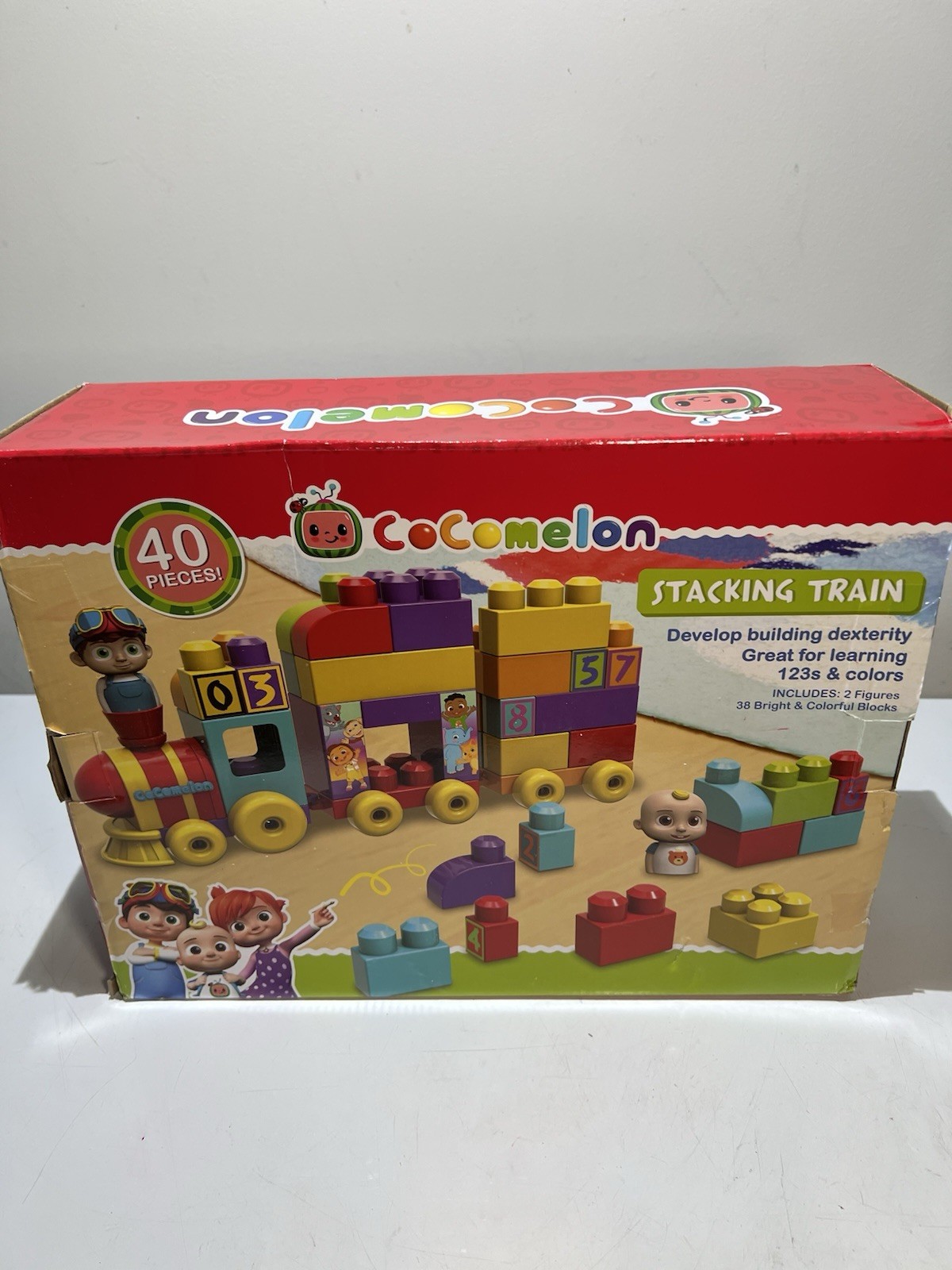 CoComelon Stacking Train, 40 Piece Large Building Block Set…NEW IN BOX