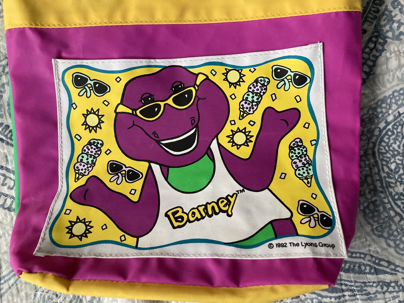 Vintage Barney The Dinosaur Tote Bag 1992 The Lyons Group