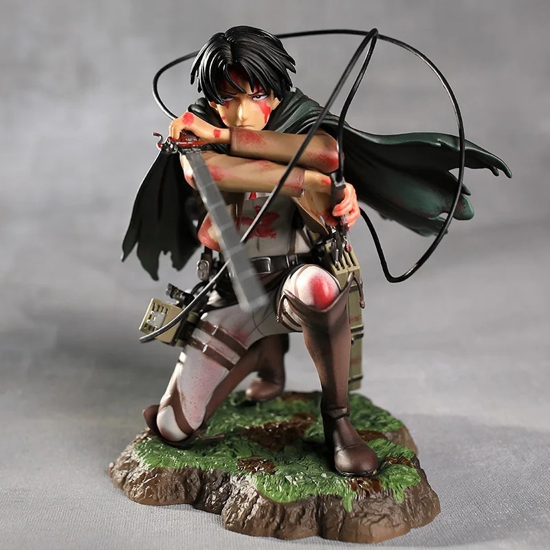 Anime Attack on Titan Levi Captain Battle Damage PVC Figure New No Box 18cm