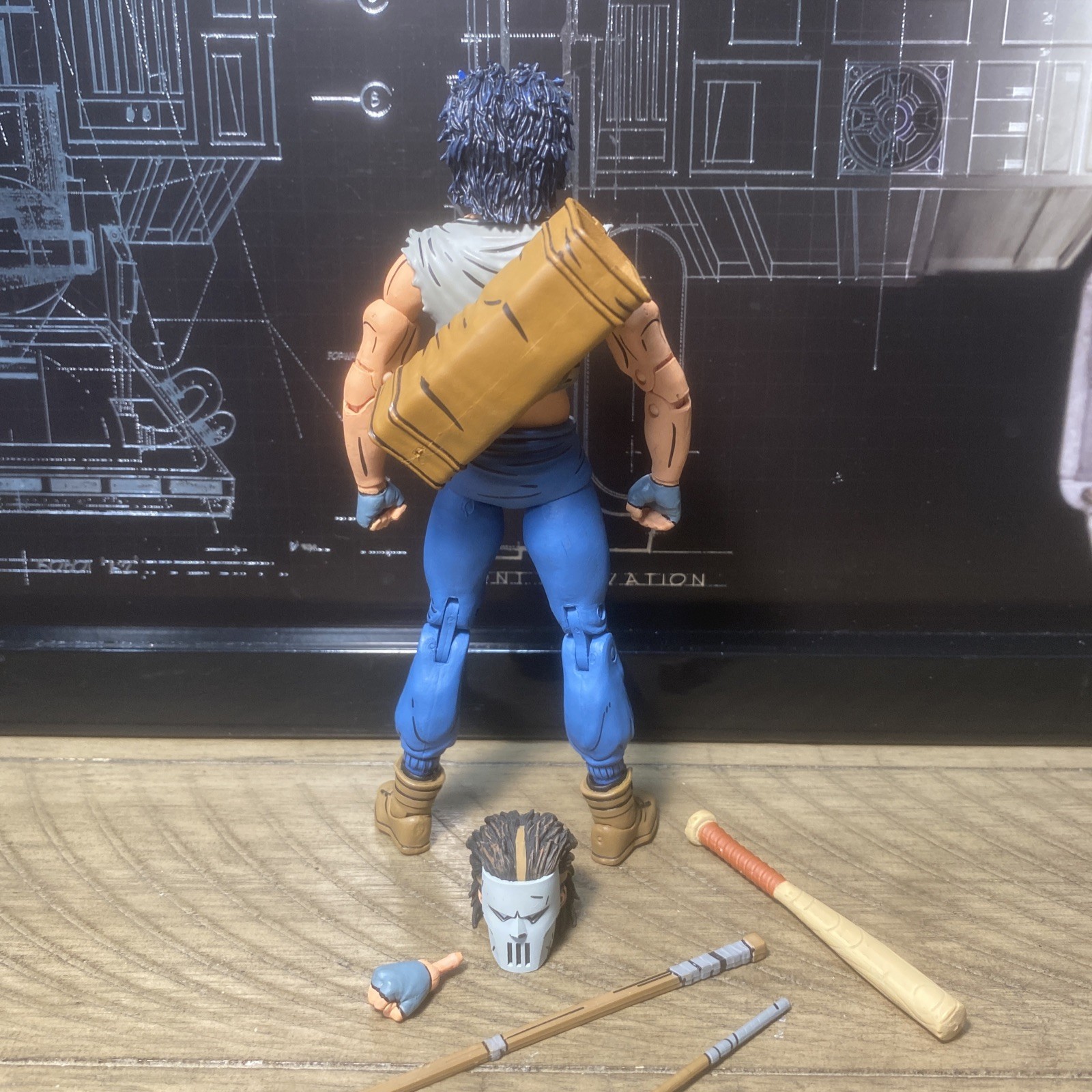 Neca MIRAGE CASEY JONES Gray w/ BODYCOUNT HEAD TEENAGE MUTANT NINJA TURTLES 7in.