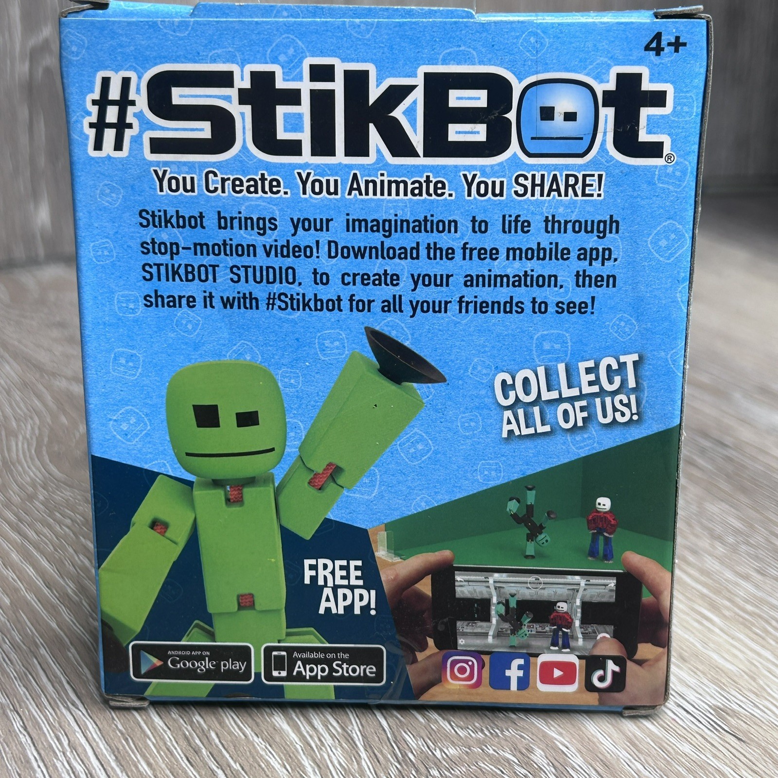 #STIKBOT Stop Motion Capture Figure By ZING SUPER RARE COLORS, W&B w/ Red *NEW*