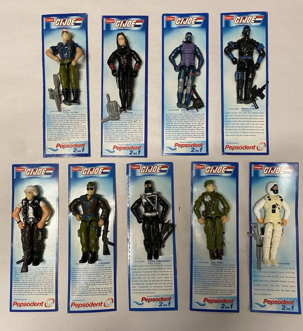 9 PIECE SET Funskool GI Joe Figure | Pepsodent Toothpaste Promo India