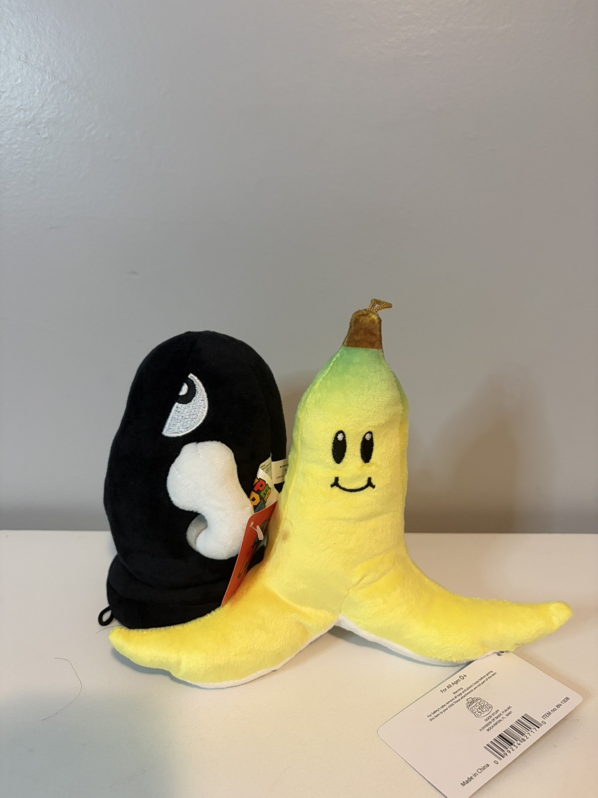 New 6”-7” Set Of 2 Super Nintendo Bullet Bill And Banana Mario Kart Plush Toys