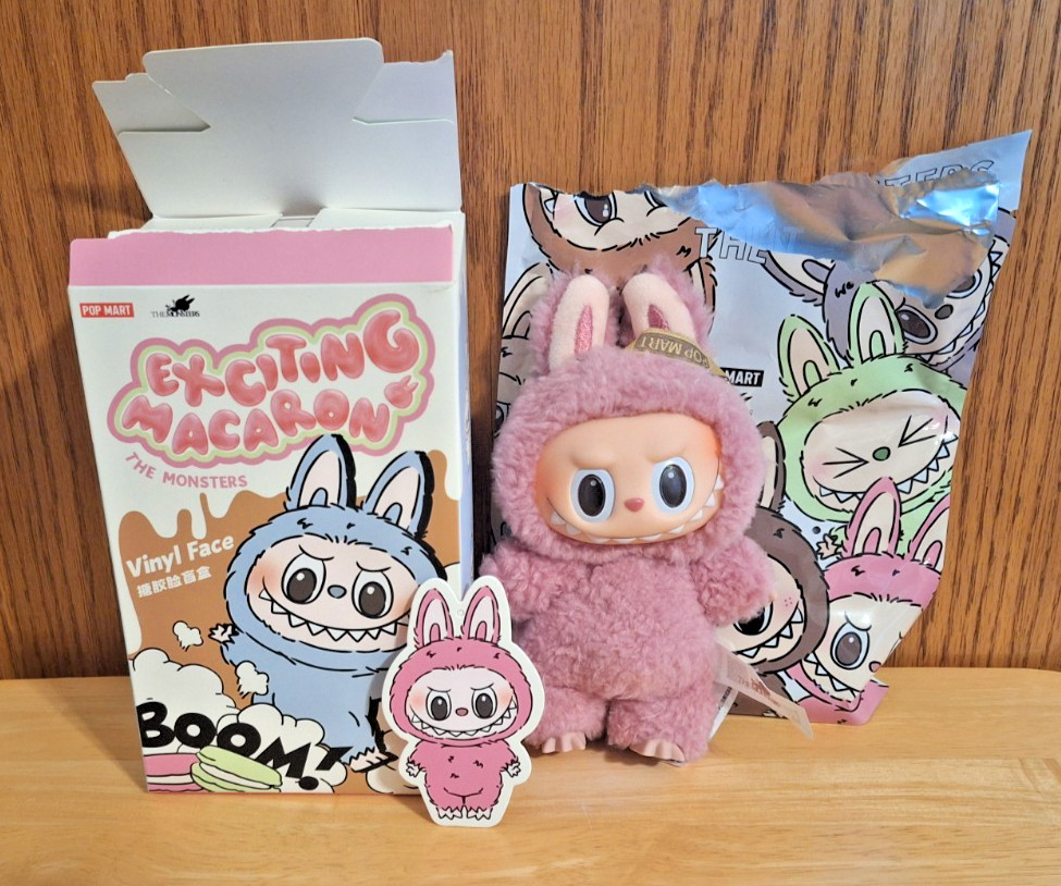 Authentic POP MART Labubu Exciting Macaron Vinyl Plush Opened Box – Lychee Berry