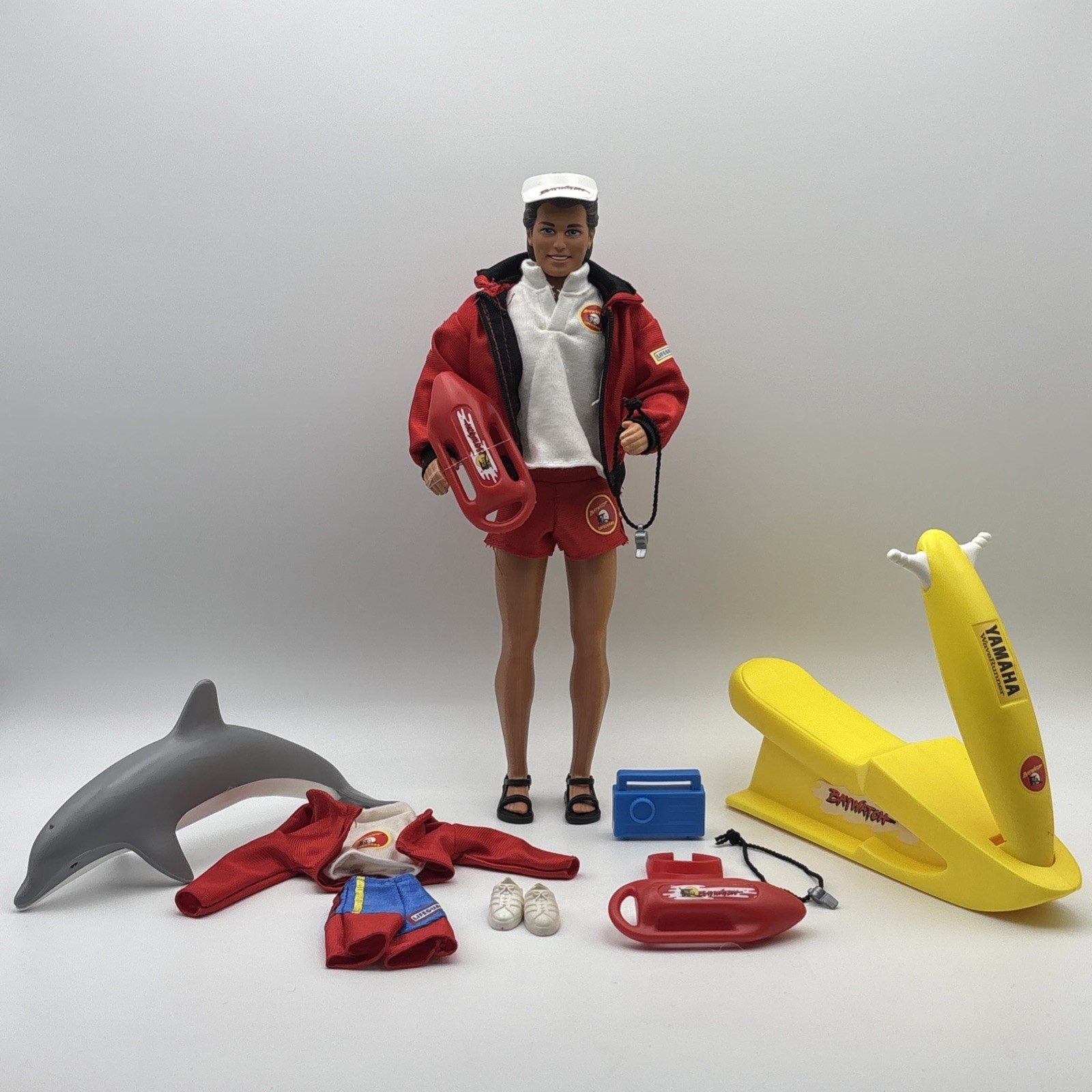 1968 Barbie Baywatch Lifeguard Ken Doll 12 « David Hasselhoff W/ Dolphin & Jetski