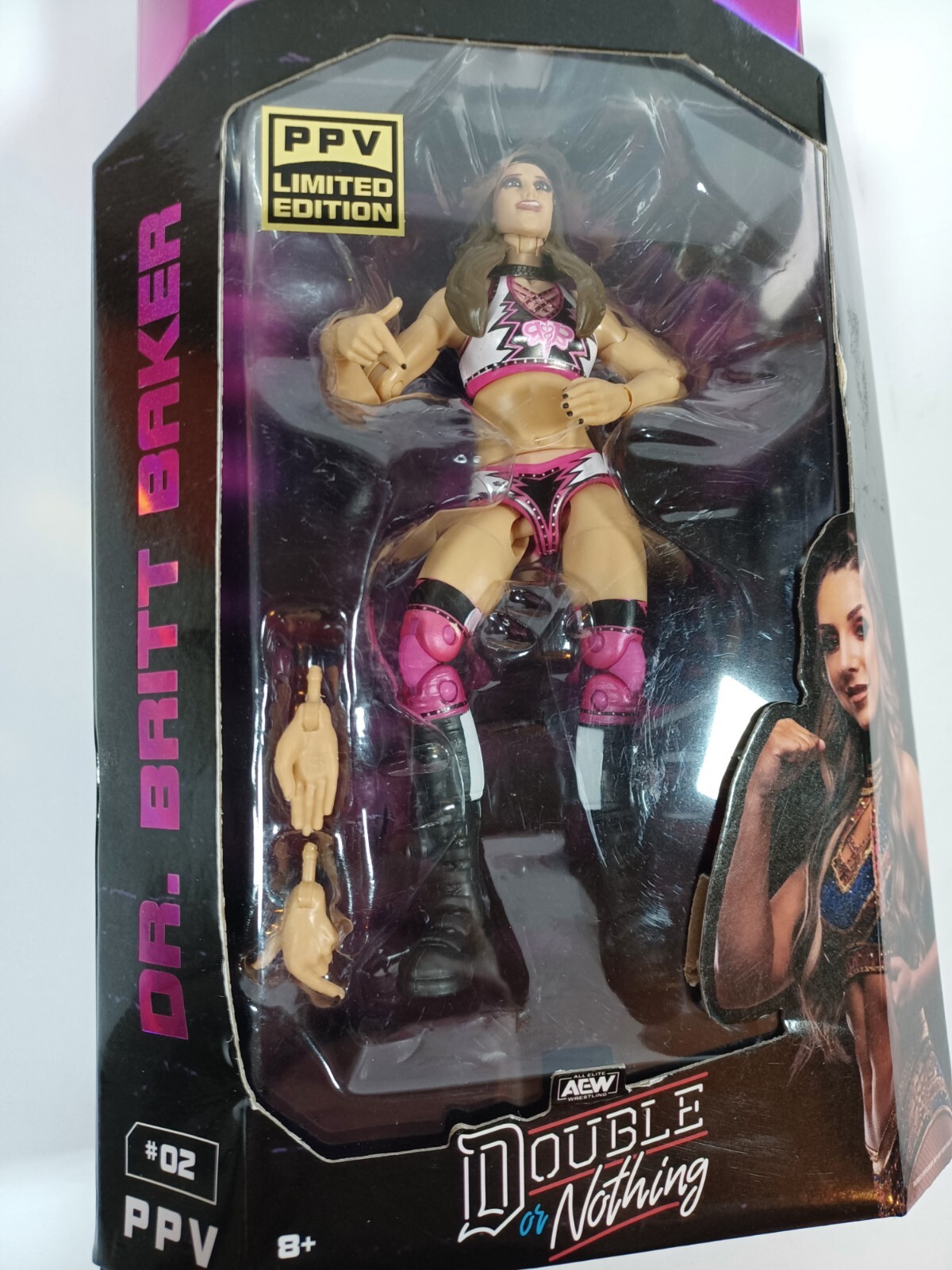 DR. BRITT BAKER~AEW PPV LIMITED ED COLL~2024 NEW WRESTLING FIGURE~W/HANDSboxdam