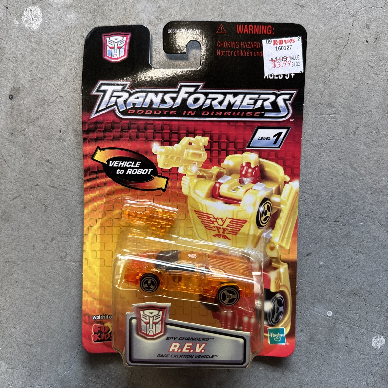 Vintage 2001 Transformers RID Spy Changers R.E.V. Race Car Autobot Hasbro REV