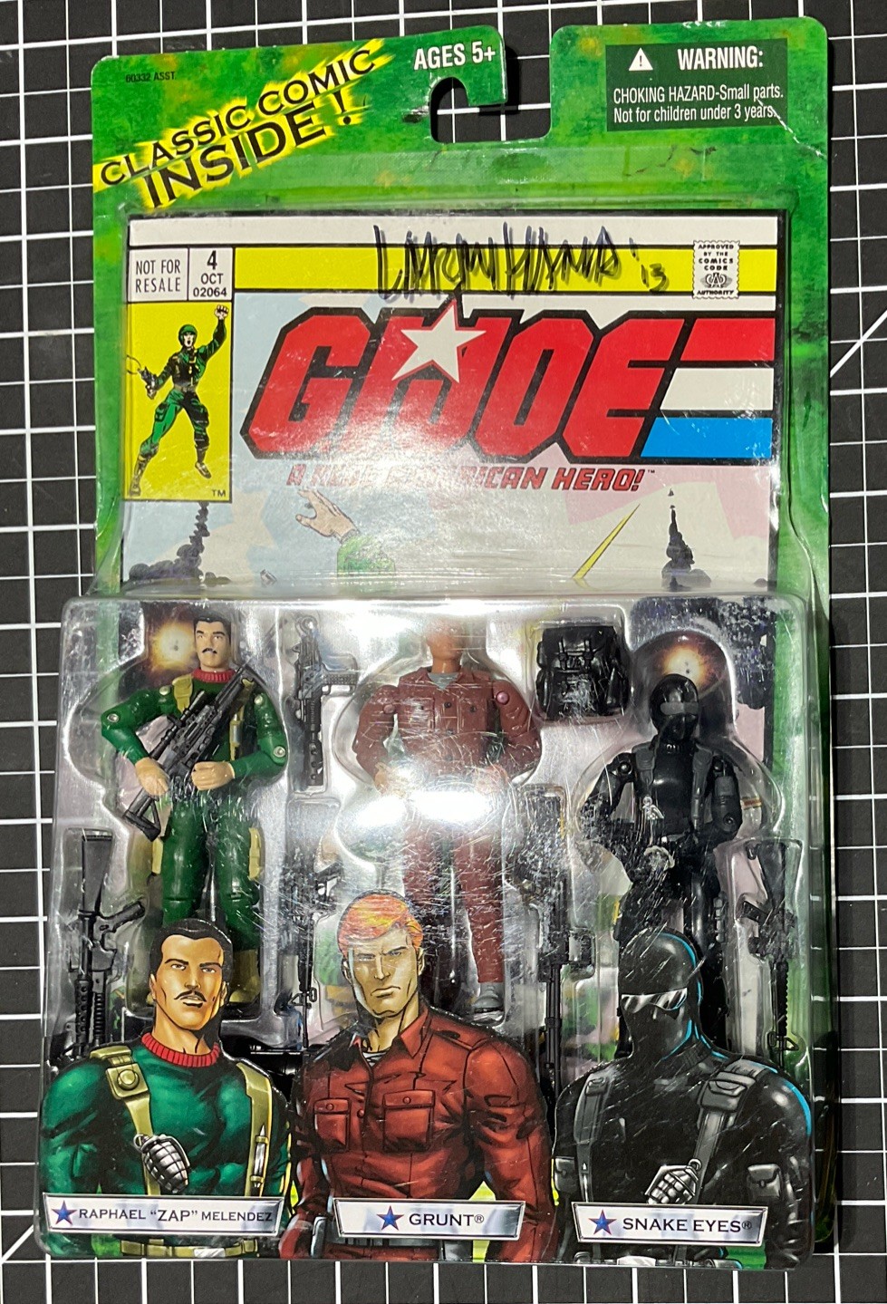 Signed Larry Hama 2004 GI Joe 3 Pack Comic Zap Grunt Snake Eyes MOC