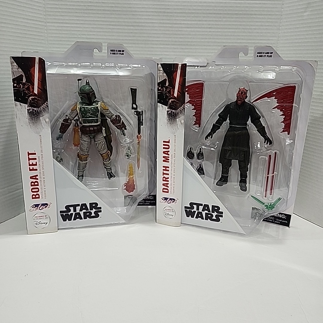 Star Wars Diamond Select Disney Store Lot Of 2 7” Figures Boba Fett Darth Maul