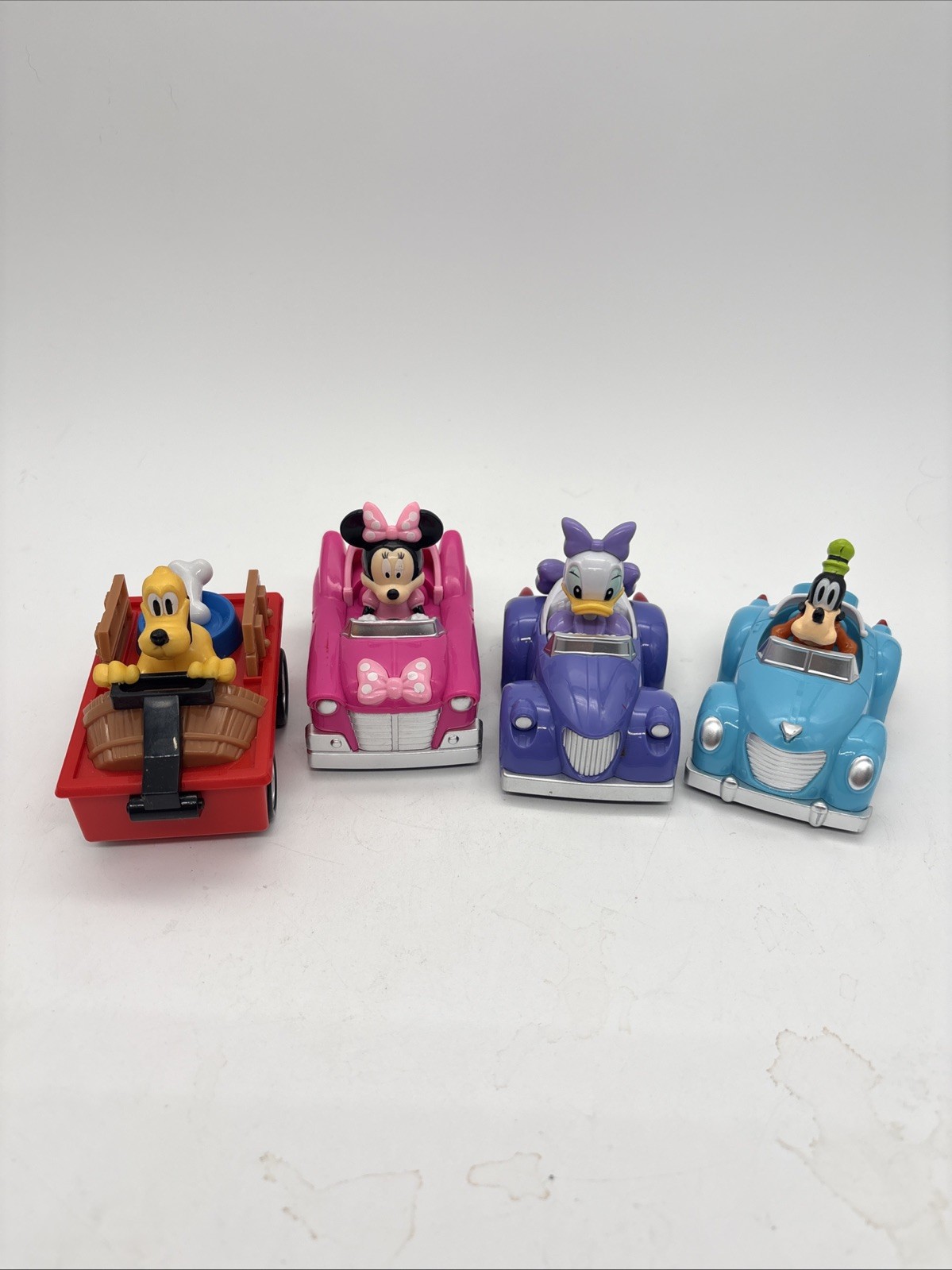 Disney Junior 3.5 Inch Pull-Back Lot Of 4 Mickey Minnie Donald Daisy Goofy Pluto