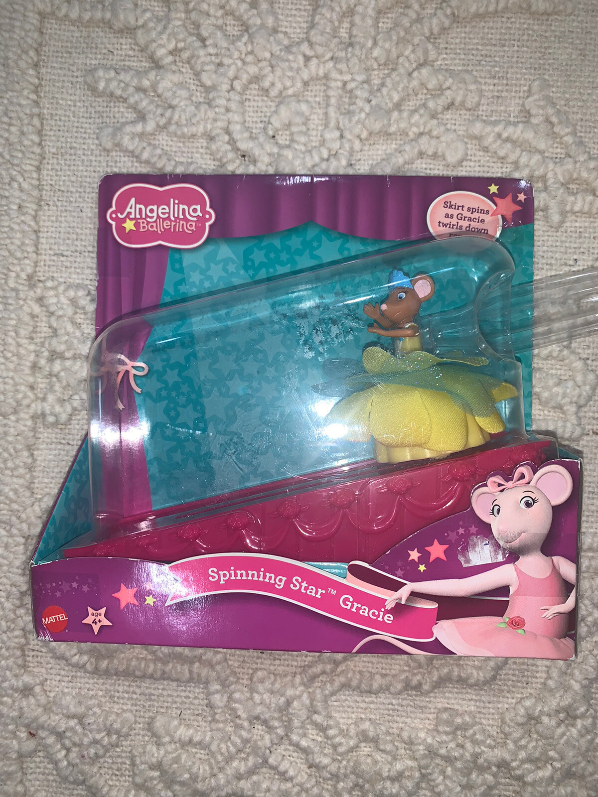Angelina Ballerina Mattel 2010 Spinning Star Gracie Figurine toy with ramp