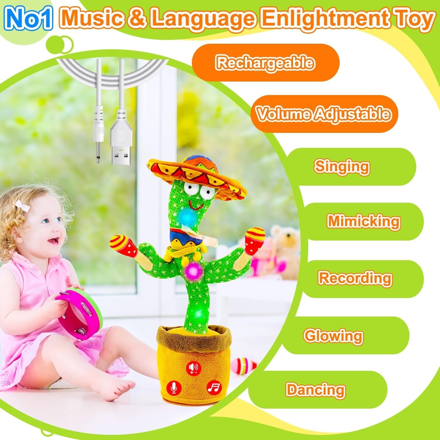 Interactive Singing & Mimicking Cactus Toy – Perfect Baby Gift for All Occasions