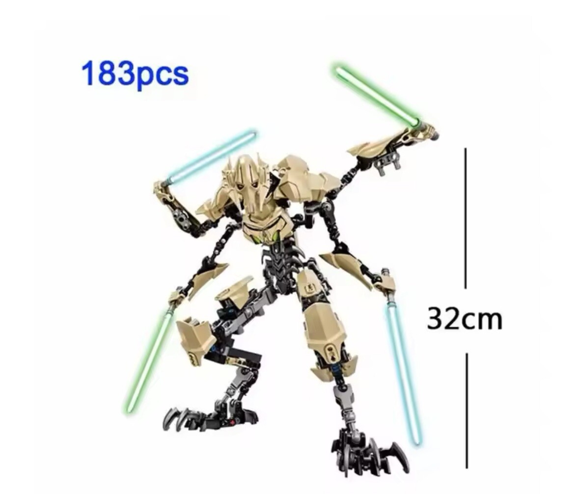 32cm Star War General Robot Grievous With Lightsaber 183 Piece Assembly Kit Toy