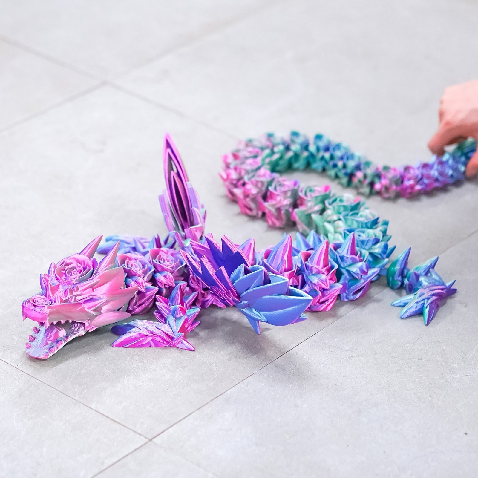 47.5inch 3D Printed Rose Dragon Model,Articulated Animals figure,Toys Home Decor