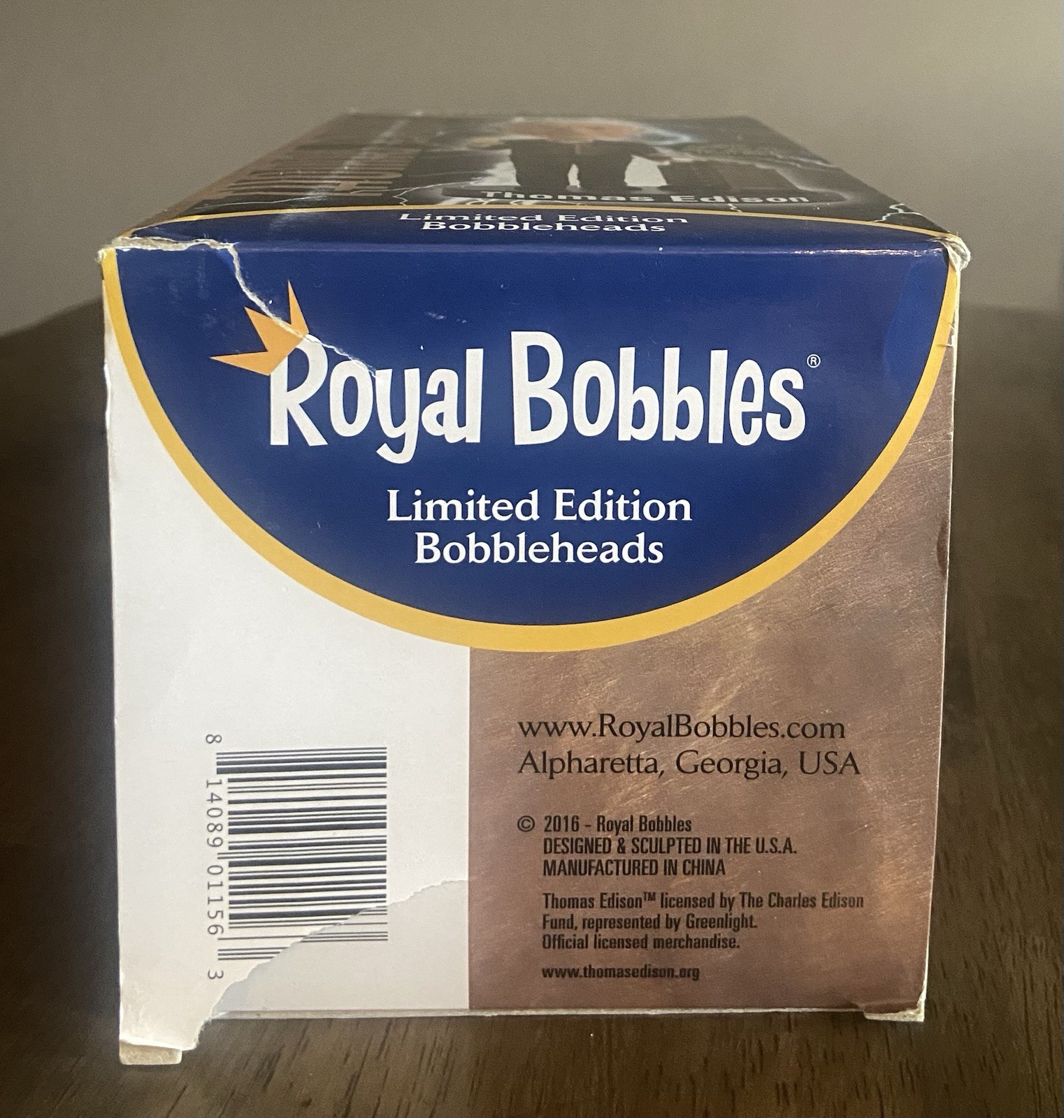 Rare Royal Bobbles THOMAS EDISON Bobblehead W/ Glow in the Dark Light Bulb