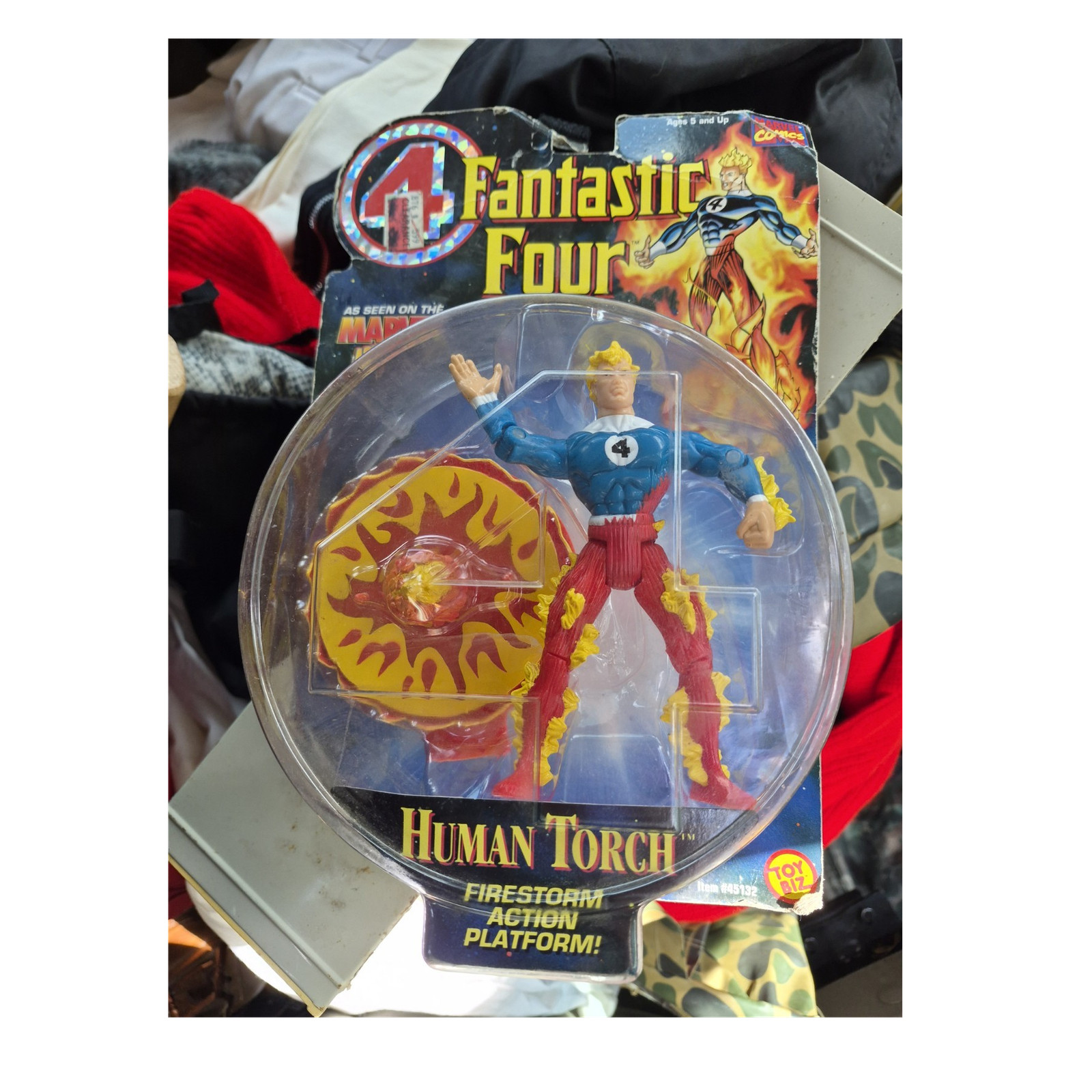 Toy Biz Fantastic Four Human Torch Action Figure w/ Firestorm Action Platform
