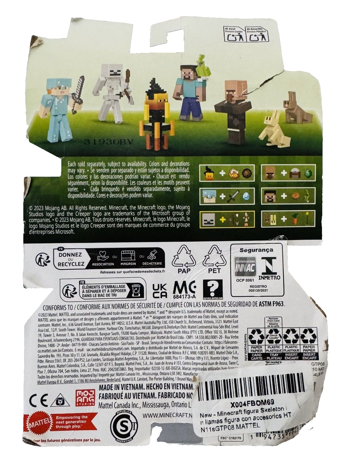 Minecraft 15 Years Skeleton with Flames, Bow & Arrow 3.5&Prime; Figure 6C
