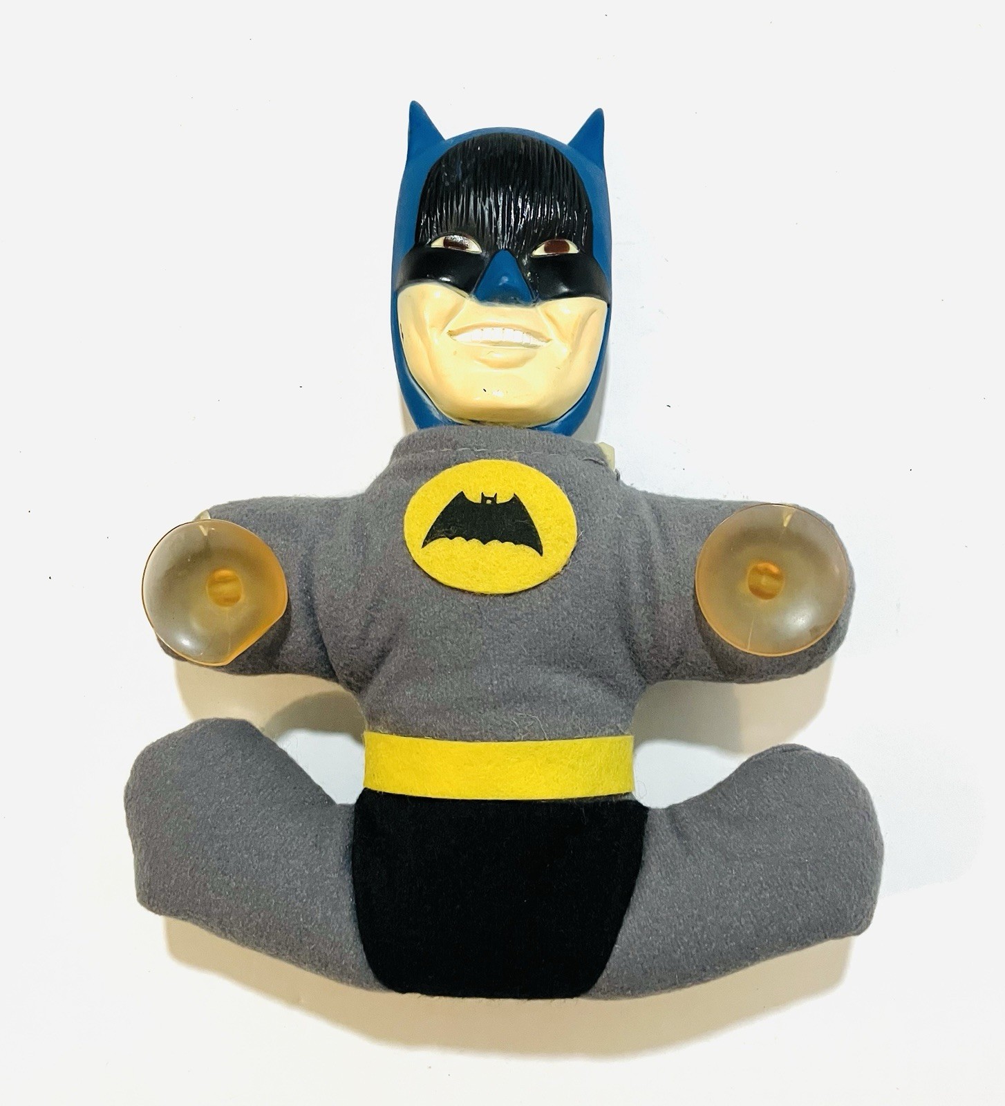 Vintage Plush Batman With Hard Plastic Face Window Cling Suction Cups 7&Prime; Doll