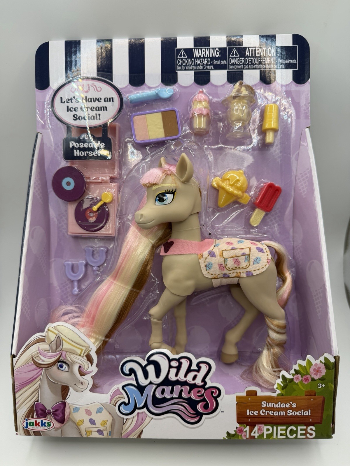 Wild Manes Sundae&rsquo;s Ice Cream Social Poseable Horse Pony Toy 14 Pieces – NIB