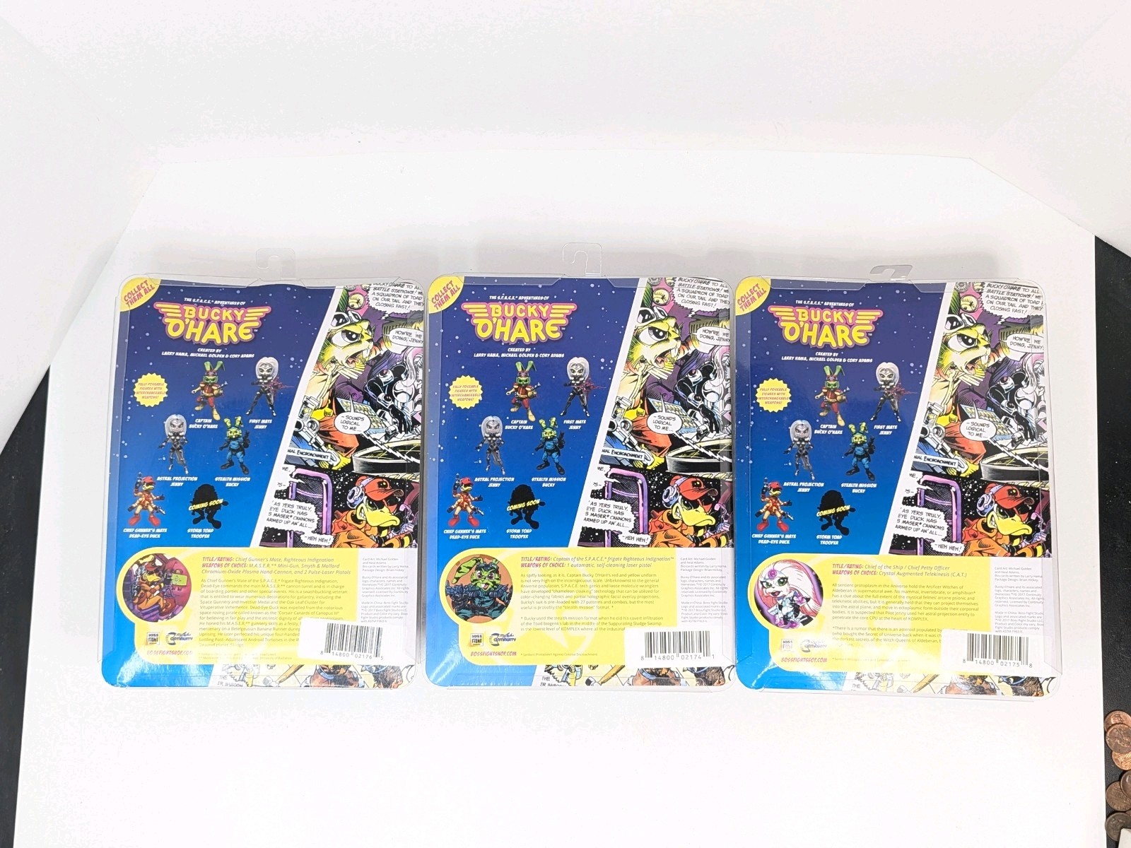 3 Bucky O&rsquo;Hare Action Figures Dead-Eye Duck Jenny Boss Fight Studio 2017 New