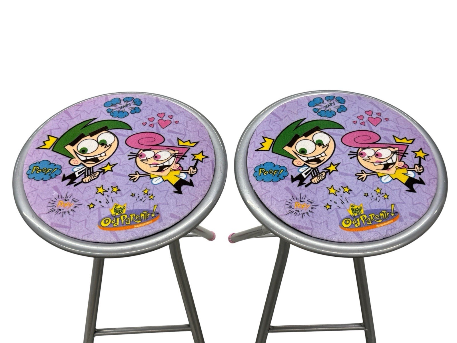 Rare Pair of 2003 Nickelodeon The Fairly Oddparents 18&Prime; Metal Folding Stools