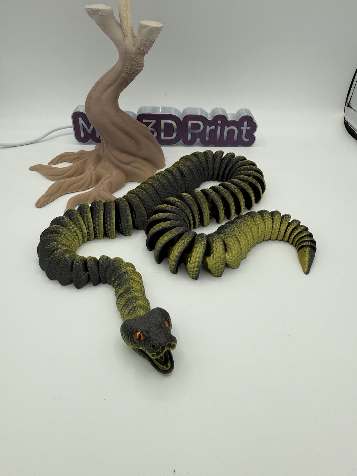 3D Printed Ball Python Snake 28”- Gold Black