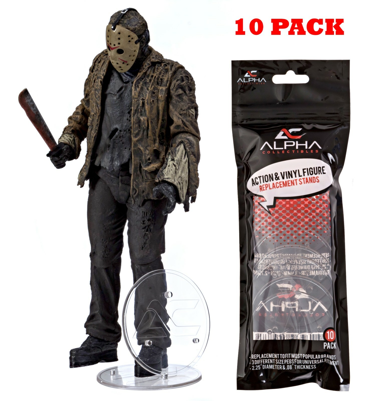 10 PACK 3-PEG ALPHA COLLECTIBLES ACTION FIGURE / FUNKO POP DISPLAY STANDS