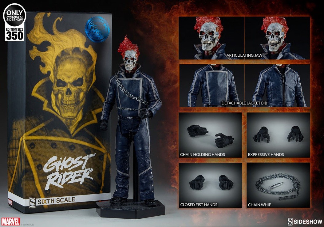 Sideshow Collectibles Ghost Rider Classic Variant 1/6 Scale Figure Marvel Blue